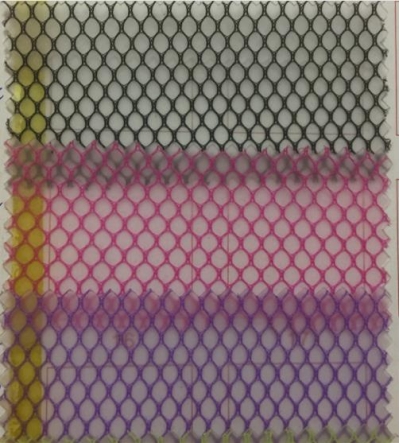 DG-GZ TPU Mesh Fabric Transparent Hexagon Mesh Density: 60 Composition: PVC Weight: 500G Yarn Count: 100 front view